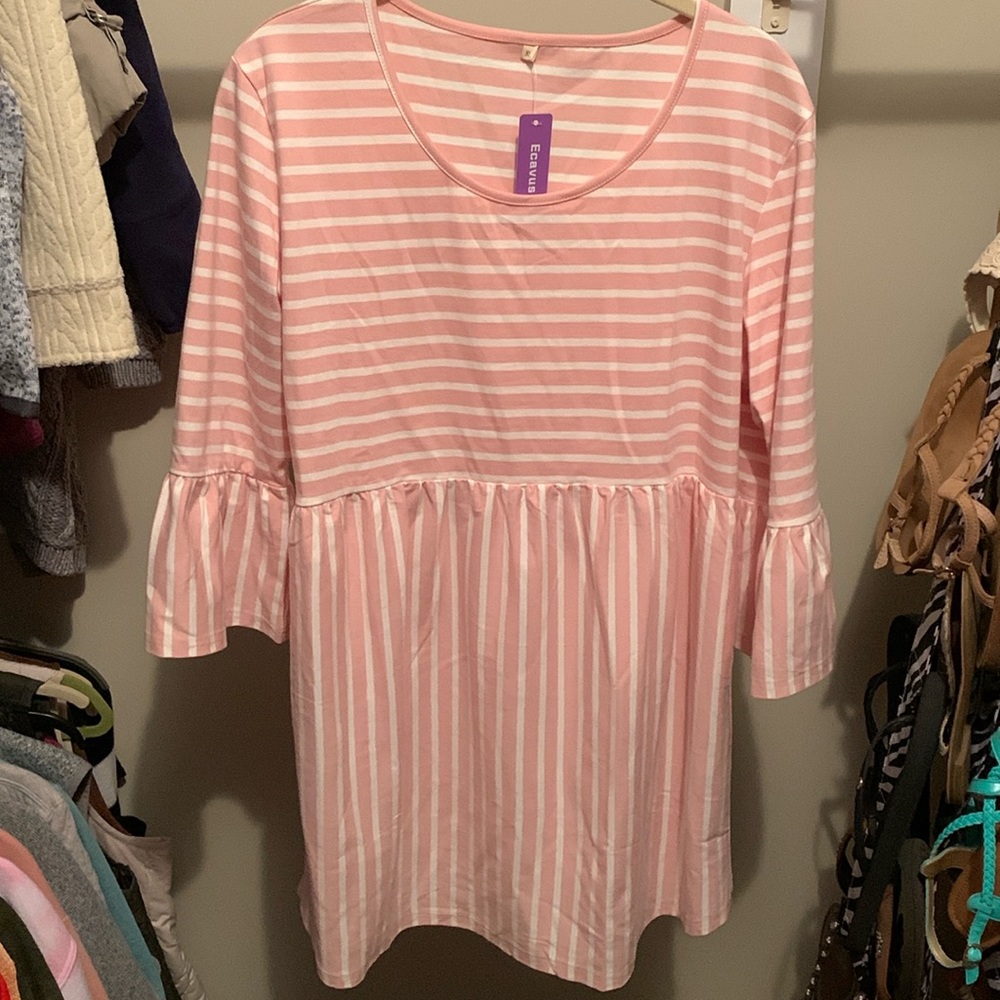 NWT pink and white strip A-frame shirt